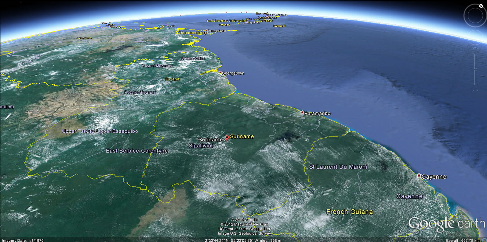 Suriname Earth Map